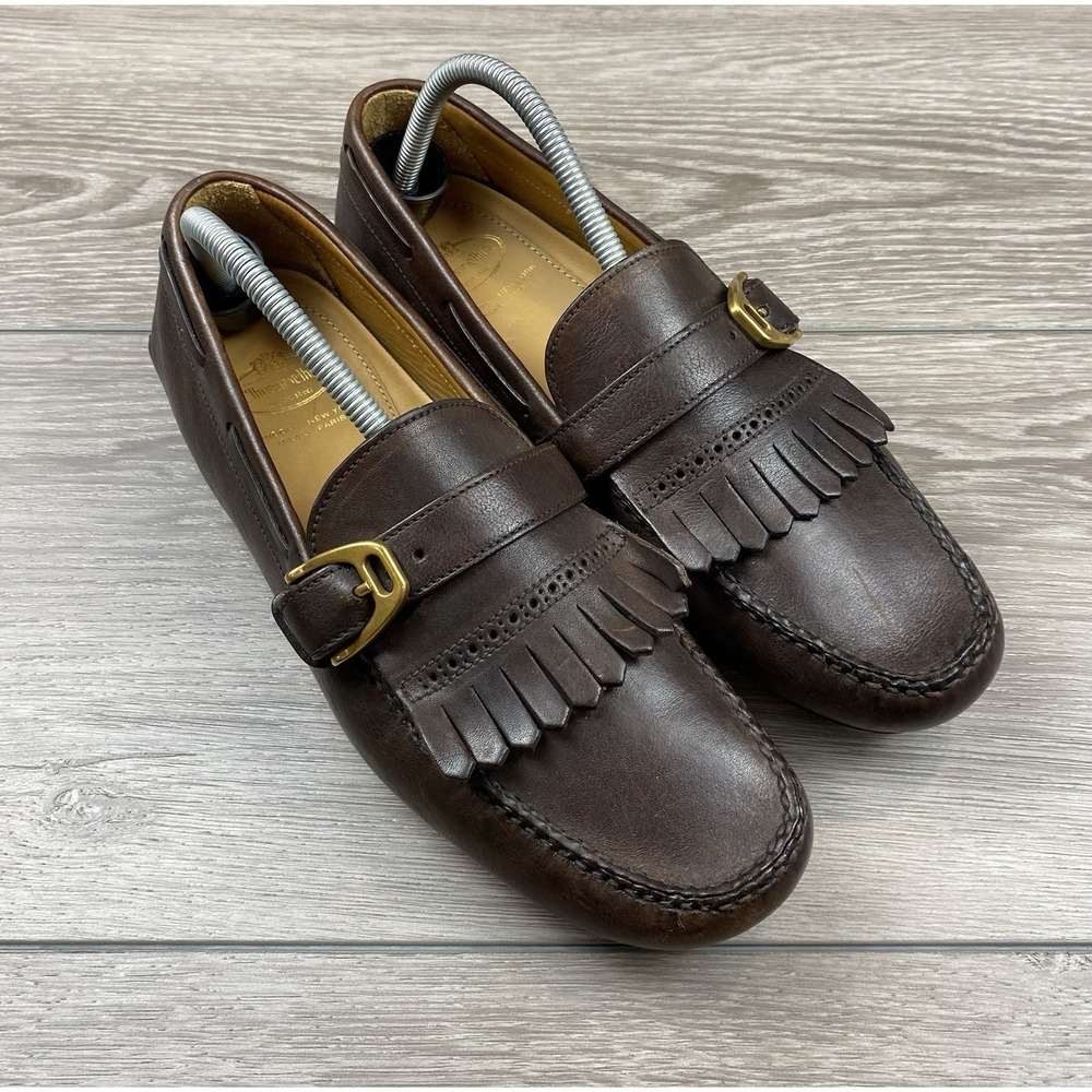 Church's Men's Leather Monk Strap‎ Fringe Detail Dress Loafers Brown Size 8.5